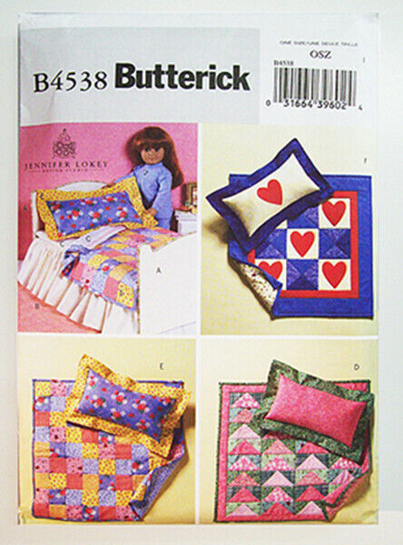 Butterick 4538 Bed & Quilts Pattern - American Made - For 18" Girl Dolls - New!-