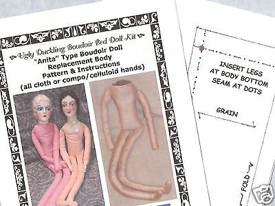 Boudoir Replacement Cloth Doll Body Pattern "anita Type" Cloth Or Compo Hands