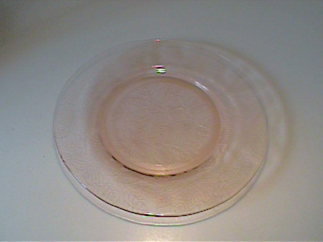 Vintage 1930's Pink Dogwood 8" Luncheon Plate - Depression Glass