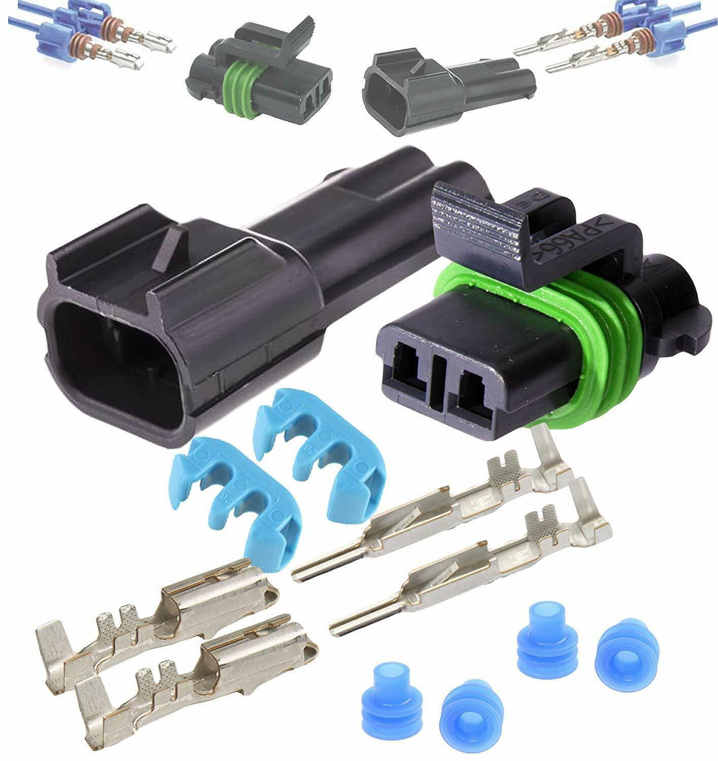 Delphi Weather Pack 2 Pin Sealed Connector Kit 14-16 Awg