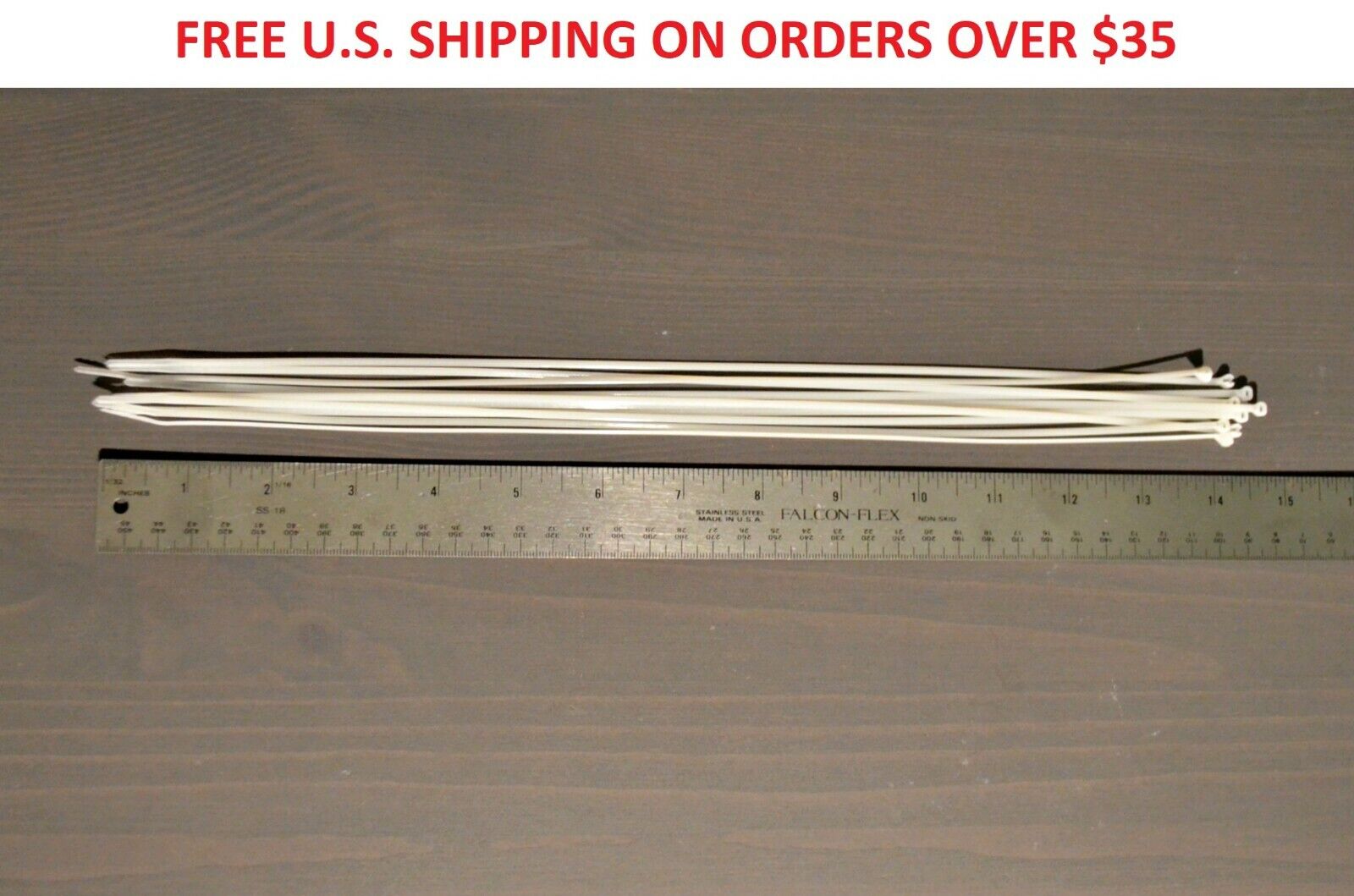 14" Ultra Thin Cable Ties 2.5mm Metal Tooth Reborn Doll Cloth Body Zip 10 Pack