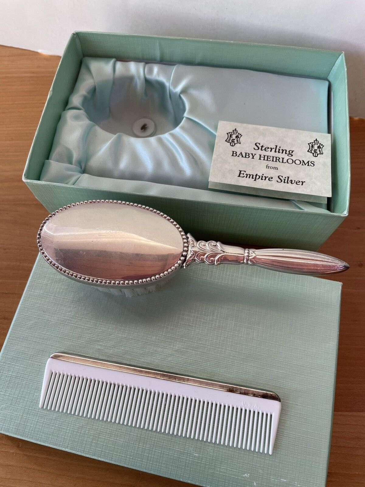 Vintage Empire Silver Baby Heirlooms Sterling Comb & Brush Set By Neiman Marcus
